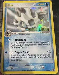 Pokemon Glalie 13/106 EX Emerald Rare Card NM/Mint Condition Stamped Holo - Image 1
