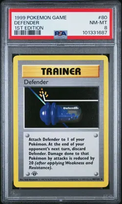 PSA 8 - Pokemon Card - Base 80/102 - DEFENDER (uncommon) *1st Edition* - NM-MT - Image 1
