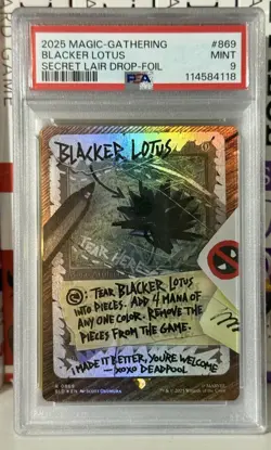2025 MTG Deadpool Secret Lair #869 Blacker Lotus PSA 9 Mint - Image 1