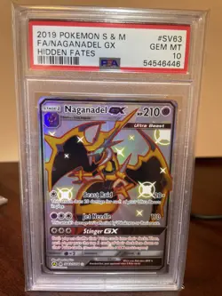 2019 Pokemon Hidden Fates Full Art Naganadel GX SV63 SV94 PSA 10 GEM MINT - Image 1