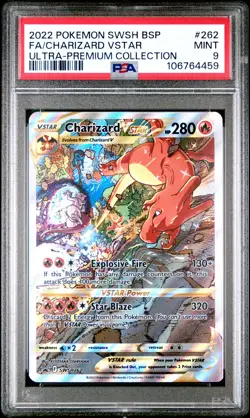 2022 POKEMON SWSH BLACK STAR PROMO #262 FULL ART/CHARIZARD VSTAR PSA 9 - Image 1
