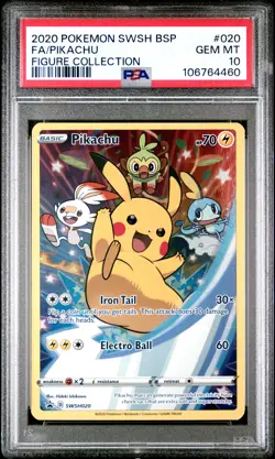 2020 POKEMON SWSH PROMO FIGURE COLLECTION #020 FULL ART/PIKACHU PSA 10 - Image 1