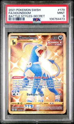 2021 POKEMON SWORD & SHIELD BATTLE STYLES SECRET #179 FULL ART/HOUNDOOM PSA 9 - Image 1