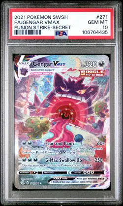 2021 POKEMON SWORD & SHIELD FUSION STRIKE SECRET FULL ART/GENGAR VMAX PSA 10 - Image 1
