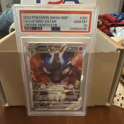 2023 Pokemon SWSH Crown Zenith Black Star Promo Lucario VSTAR PSA 10 - Image 1