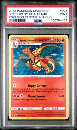 2022 POKEMON SWSH BLACK STAR PROMO #075 SPECIAL DELIVERY CHARIZARD-HOLO PSA 9 - Image 1