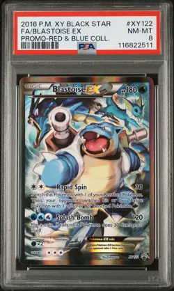 2016 POKEMON XY BLACK STAR PROMO RED & BLUE COLL FULL ART/BLASTOISE EX PSA 8 - Image 1
