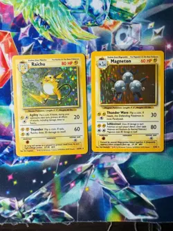VINTAGE Pokemon TCG Raichu & Magneton Base Set HOLO - Image 1