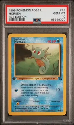 1999 POKEMON FOSSIL 1ST ED #49 HORSEA PSA 10 - Image 1