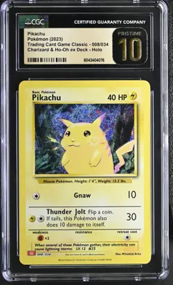 CGC PRISTINE 10 Pokemon TCG Classic Collection Pikachu Holo Card 008/034 psa - Image 1