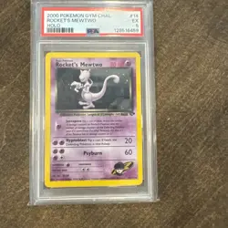 2000 Pokemon Gym Challenge Rocket's Mewtwo Holo Card #14 PSA EX5 - Image 1