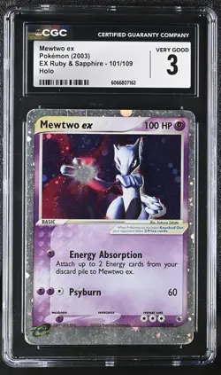CGC 3 Mewtwo ex 2003 EX Ruby & Sapphire 101/109 Holo Pokemon Card - Image 1