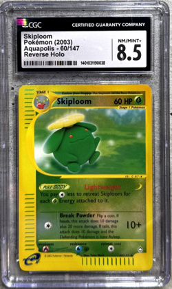 Pokemon Card Skiploom Reverse Holo CGC 8.5 NM/Mint+, Aquapolis 60/147, 2003 (1) - Image 1