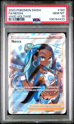 2020 POKEMON SWORD & SHIELD VIVID VOLTAGE #183 FULL ART/NESSA PSA 10 - Image 1