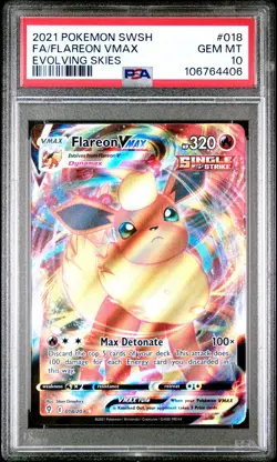 2021 POKEMON SWORD & SHIELD EVOLVING SKIES #018 FULL ART/FLAREON VMAX PSA 10 - Image 1