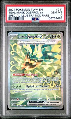 2024 POKEMON TWM EN-TWILIGHT MASQUERADE #211 TEAL MASK OGERPON EX PSA 10 - Image 1