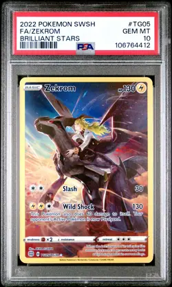 2022 POKEMON SWORD & SHIELD BRILLIANT STARS #TG05 FULL ART/ZEKROM PSA 10 - Image 1