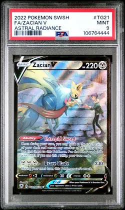 2022 POKEMON SWORD & SHIELD ASTRAL RADIANCE #TG21 FULL ART/ZACIAN V PSA 9 - Image 1