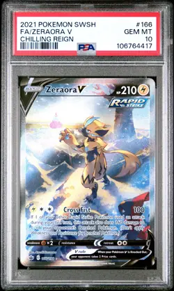 2021 POKEMON SWORD & SHIELD CHILLING REIGN #166 FULL ART/ZERAORA V PSA 10 - Image 1