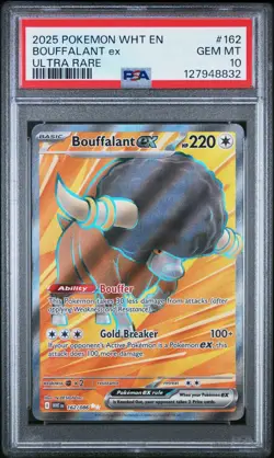 2025 Pokemon SV WHT EN-White Flare #162 BOUFFALANT ex ULTRA RARE PSA 10 - Image 1