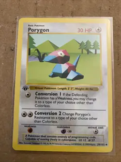Pokemon TCG Porygon Base Set 39/102 1st Edition Never Played Near Mint - Image 1