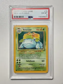1999 Pokemon TCG Venusaur Base Set Unlimited Holo Rare #15 PSA 6 Vintage Rare - Image 1