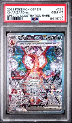 PSA 10 GEM MINT Charizard ex SIR 223/197 Obsidian Flames Pokemon 2023 - Image 1