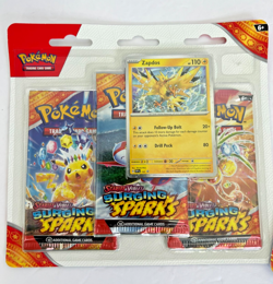 ⚡ Pokemon 151 Surging Sparks 3-Pack Booster Blister - Zapdos - Great Centering - Image 3