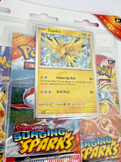 ⚡ Pokemon 151 Surging Sparks 3-Pack Booster Blister - Zapdos - Great Centering - Image 4