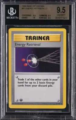 1999 POKEMON BASE SET 1ST EDITION #81 ENERGY RETRIEVAL BGS 9.5 - Image 1
