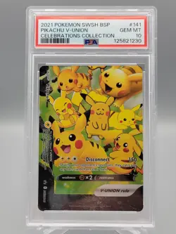 2021 POKEMON SWSH BLACK STAR PROMO CELEBRATIONS COLL #141 PIKACHU V-UNION PSA 10 - Image 1