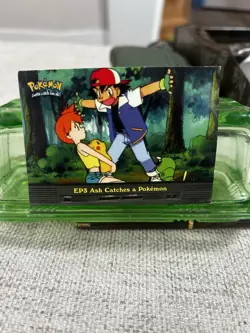 Topps Blue Pokemon TV Animation Series 2 EP3 Ash Catches a Pokemon Holo NM/LP - Image 1