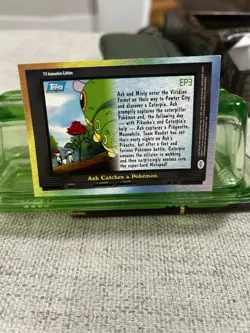 Topps Blue Pokemon TV Animation Series 2 EP3 Ash Catches a Pokemon Holo NM/LP - Image 2