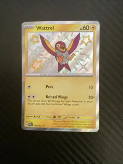 Pokemon TCG Wattrel Scarlet & Violet: Paldean Fates 145/091 Holo Shiny Rare NM - Image 1