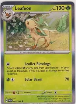 **PRISMATIC EVOLUTIONS** POKEMON TCG HOLO RARE LEAFEON 005/131 #2161 - Image 1