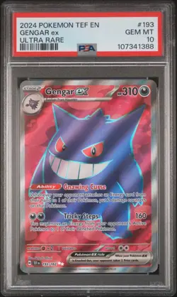 2024 Pokemon TEF EN Gengar ex Ultra Rare #193/162 PSA 10 - Image 1