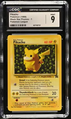 CGC 9 MINT Ivy Pikachu 1999 Black Star Promo 1 Pokemon League Pokemon Card - Image 1