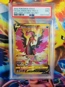 Pokemon Galarian Moltres Full Art Secret Brilliant Stars #183 Graded Card PSA 9 - Image 1