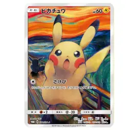 Pokemon Pikachu MUNCH Scream Promo Gold Metal Card Collectible Gift/Display - Image 1