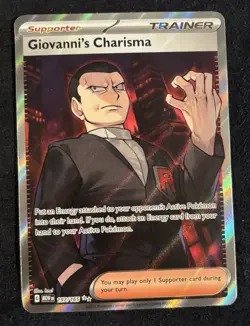 Pokemon TCG Giovanni's Charisma Scarlet & Violet Holo Ultra Rare Card 197/165 - Image 1