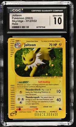 CGC 10 GEM MINT Jolteon 2003 Skyridge H12/H32 Holo Pokemon Card - Image 1