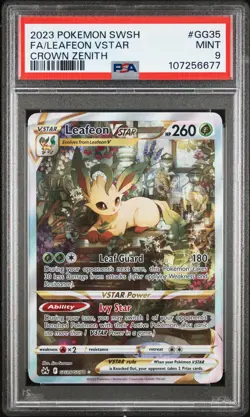 2023 POKEMON SWORD & SHIELD CROWN ZENITH #GG35 FULL ART/LEAFEON VSTAR PSA 9 - Image 1