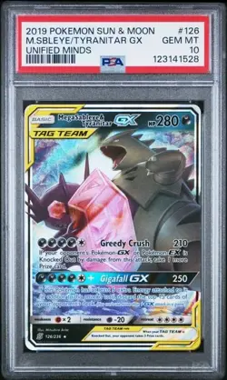 PSA 10 - Mega Sableye & Tyranitar GX - 126/236 Sun & Moon Unified Minds Pokemon - Image 1