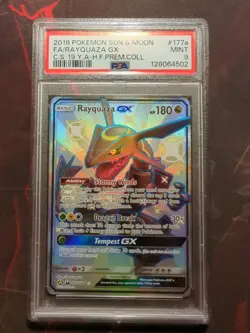 2018 POKEMON SUN & MOON CELESTIAL STORM 177a FULL ART/RAYQUAZA GX 2019 PSA 9 - Image 1