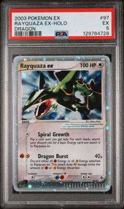 Rayquaza ex 97/97 Dragon Holo Vintage Pokemon PSA 5 - Image 1