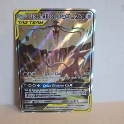 Espeon & Deoxys GX SM240 Promo Pokemon Sun & Moon Tag Team LP+ Condition - Image 1