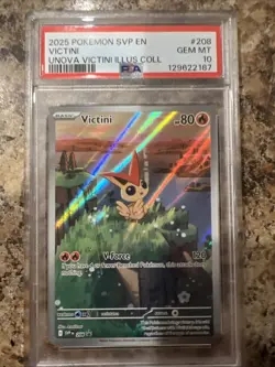 2025 POKEMON SVP ILLUSTRATION COLLECTION PROMO #208 VICTINI PSA 10 - Image 1