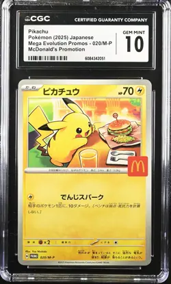 CGC 10 Graded Pokemon Pikachu 020/m-p Mcdonald's Promotion Japanese - Image 1