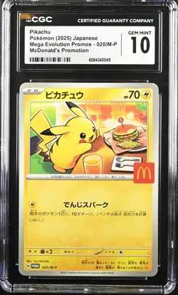 CGC 10 Graded Pokemon Pikachu 020/m-p Mcdonald's Promotion Japanese - Image 1
