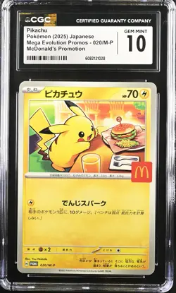 CGC 10 Graded Pokemon Pikachu 020/m-p Mcdonald's Promotion Japanese - Image 1